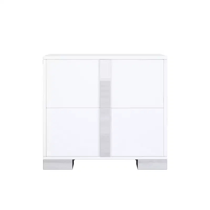 Table de chevet élégante à miroir avec 2 tiroirs et pieds en métal
