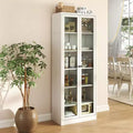 Armoire de cuisine métallique robuste de 183 cm - 5 étagères réglables et portes vitrées, 36 kg/étagère, blanche