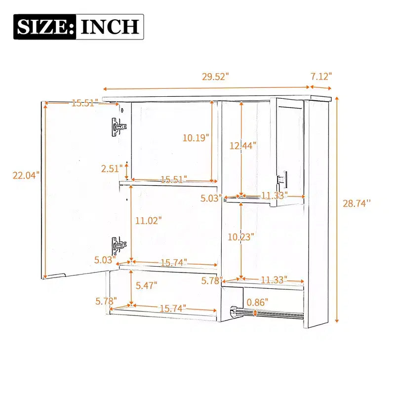 Armoire de toilette murale 29x28 avec miroir et barre porte-serviettes
