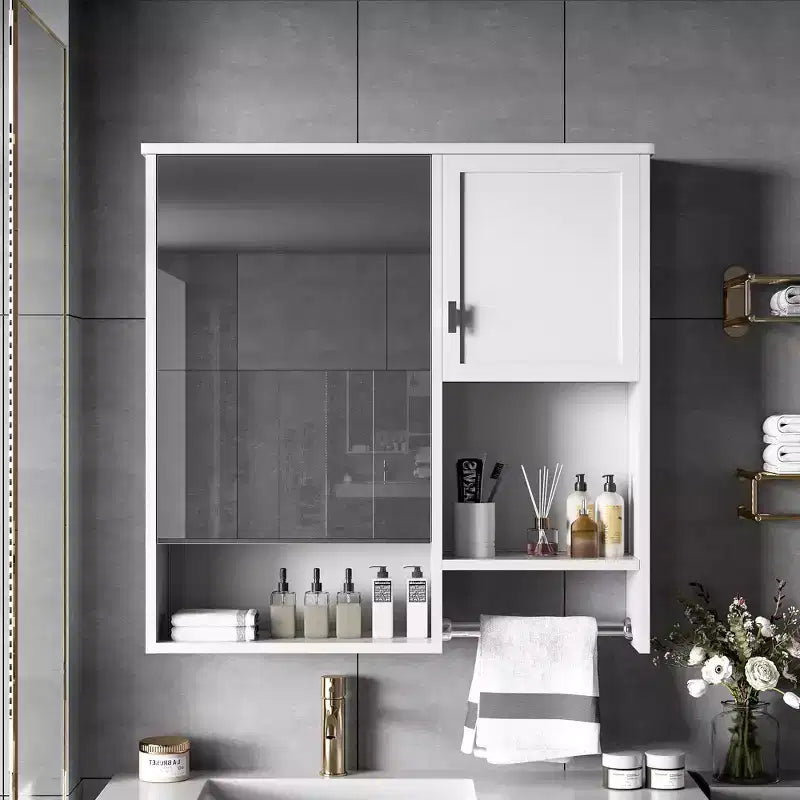 Armoire de toilette murale 29x28 avec miroir et barre porte-serviettes