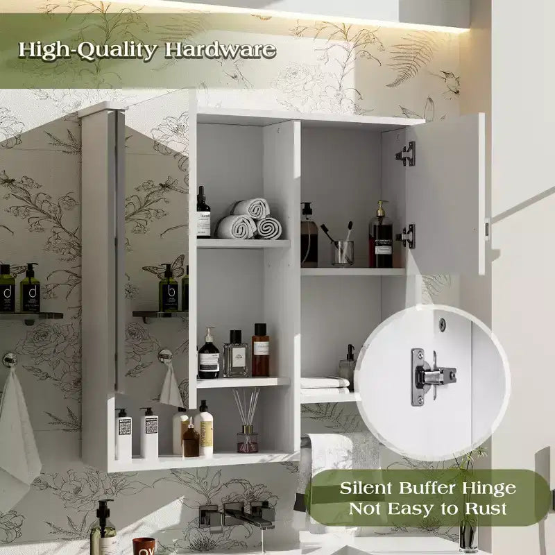 Armoire de toilette murale 29x28 avec miroir et barre porte-serviettes
