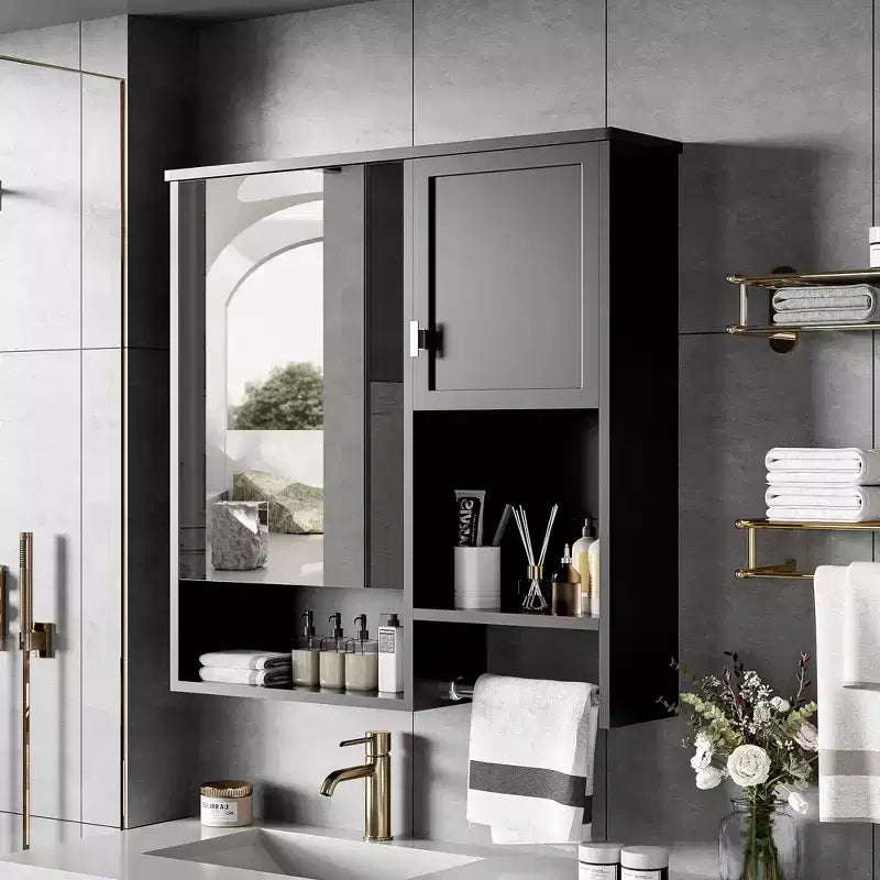 Armoire de toilette murale 29x28 avec miroir et barre porte-serviettes