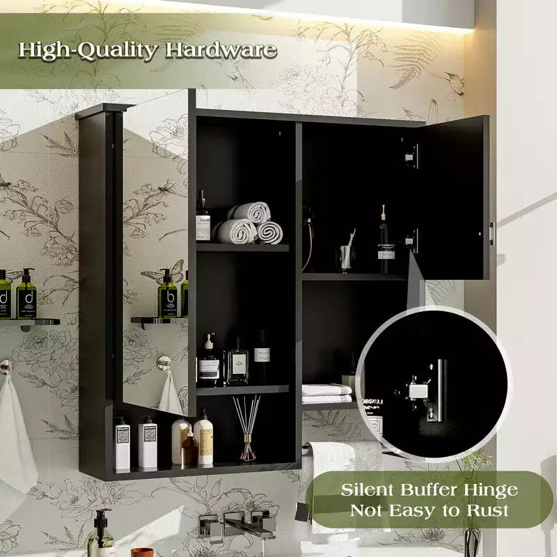 Armoire de toilette murale 29x28 avec miroir et barre porte-serviettes