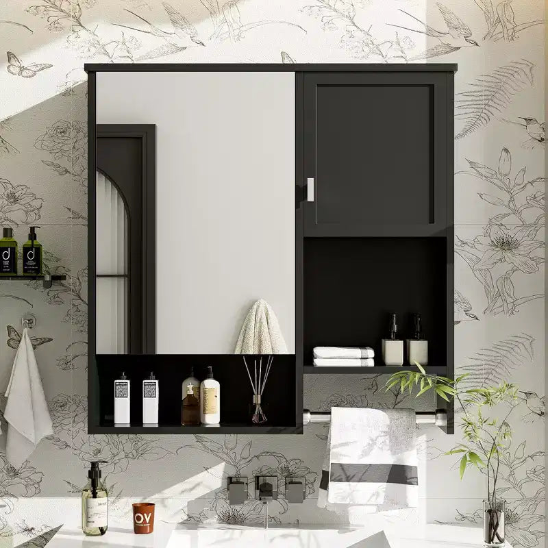 Armoire de toilette murale 29x28 avec miroir et barre porte-serviettes