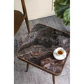 Table d'appoint carrée avec plateau en verre au design marbré et pieds en fer doré 17,3x17,3x18