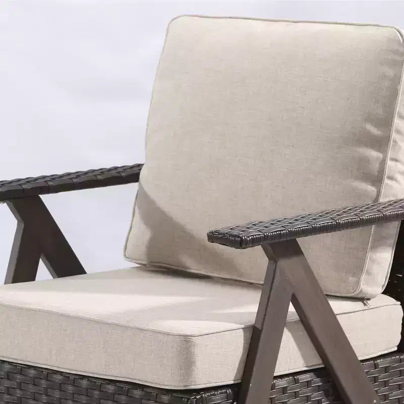 Ensemble de sept meubles d'extérieur UPTIOT : canapé 3 places, 2 fauteuils à bascule pivotants, 2 fauteuils individuels et 2 poufs pour un confort optimal sur votre terrasse