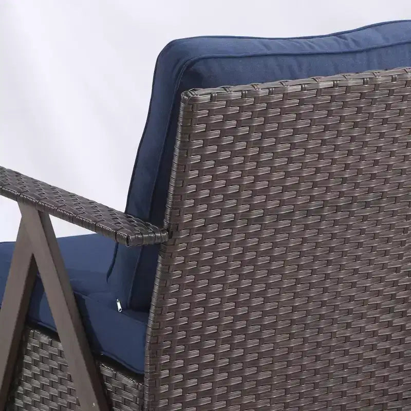 Ensemble de sept meubles d'extérieur UPTIOT : canapé 3 places, 2 fauteuils à bascule pivotants, 2 fauteuils individuels et 2 poufs pour un confort optimal sur votre terrasse