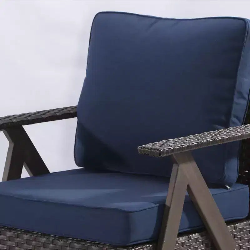 Ensemble de sept meubles d'extérieur UPTIOT : canapé 3 places, 2 fauteuils à bascule pivotants, 2 fauteuils individuels et 2 poufs pour un confort optimal sur votre terrasse