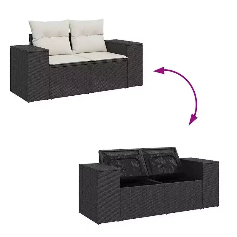 vidaXL Salon de jardin avec coussins Mobilier d'extérieur 7 pièces en résine tressée