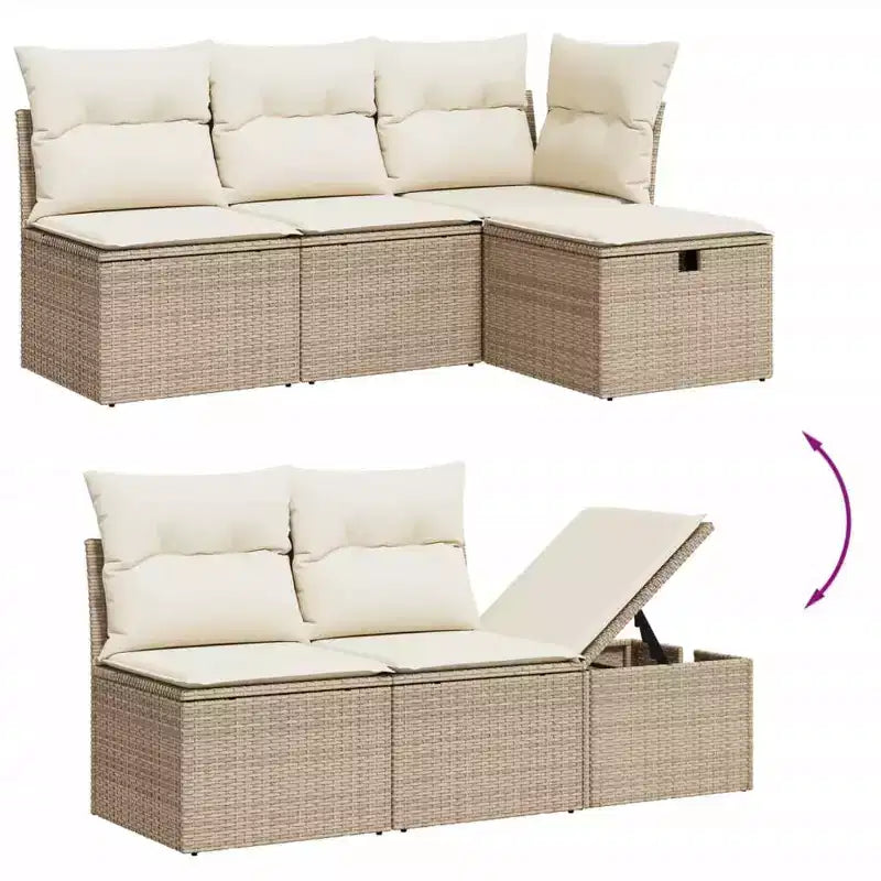 vidaXL Salon de jardin avec coussins Mobilier d'extérieur 7 pièces en résine tressée