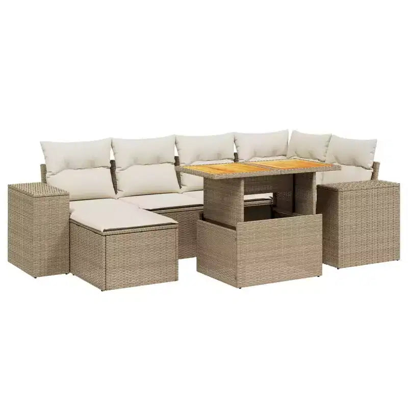 vidaXL Salon de jardin avec coussins Mobilier d'extérieur 7 pièces en résine tressée