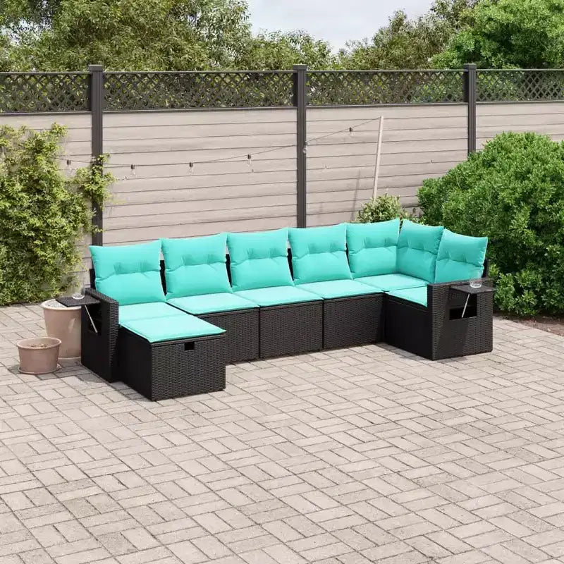 vidaXL Salon de jardin 7 pièces avec coussins, résine tressée gris