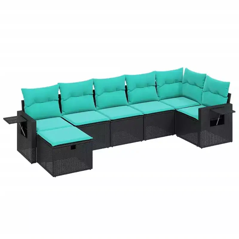 vidaXL Salon de jardin 7 pièces avec coussins, résine tressée gris