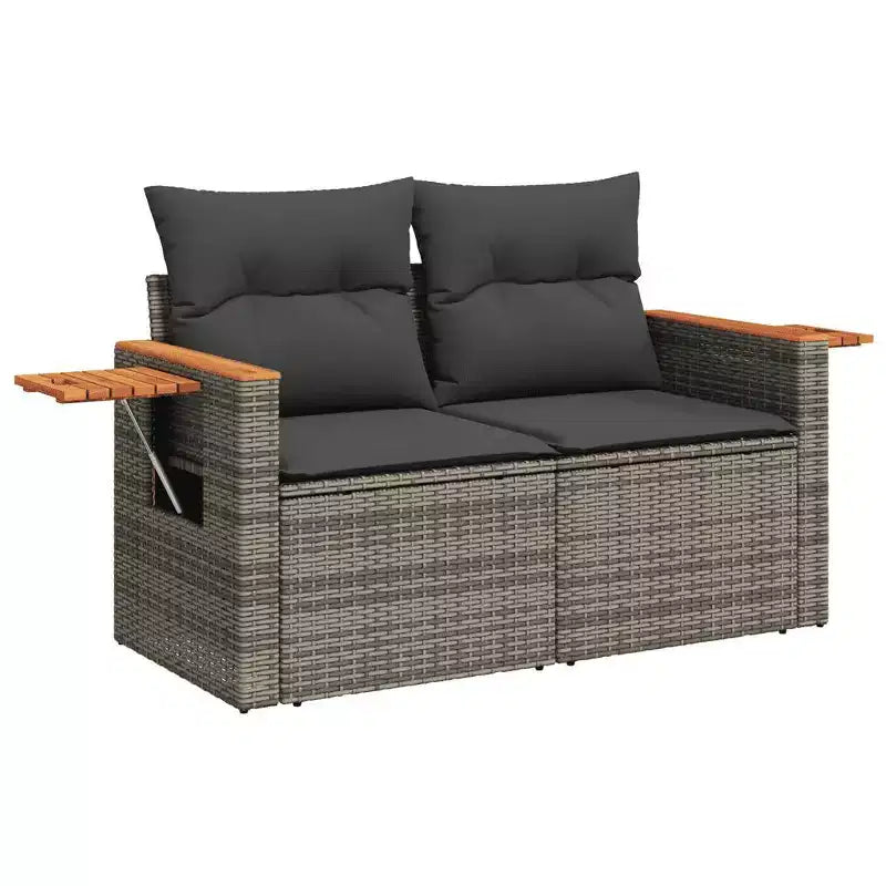 vidaXL Salon de jardin 4 pièces en résine tressée avec coussins et bois d'acacia