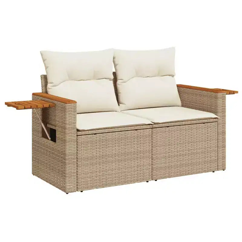 vidaXL Salon de jardin 4 pièces en résine tressée avec coussins et bois d'acacia