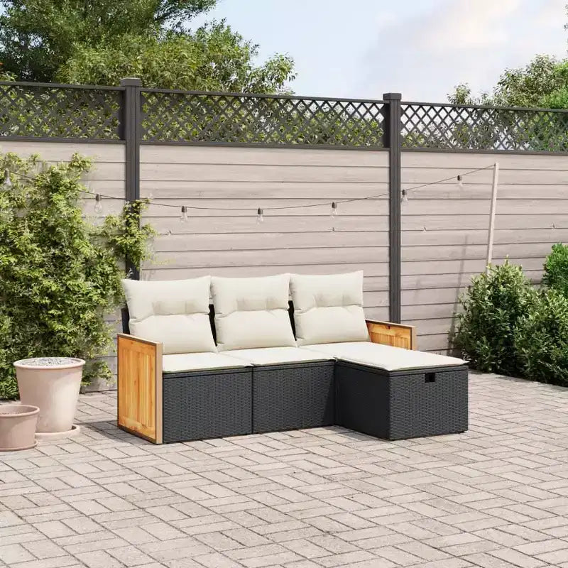 vidaXL Salon de jardin 4 pièces en résine tressée avec coussins