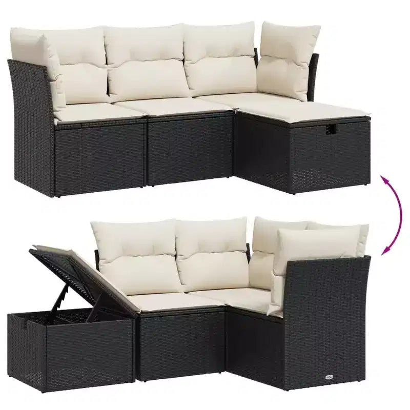 vidaXL Salon de jardin 4 pièces en résine tressée avec coussins