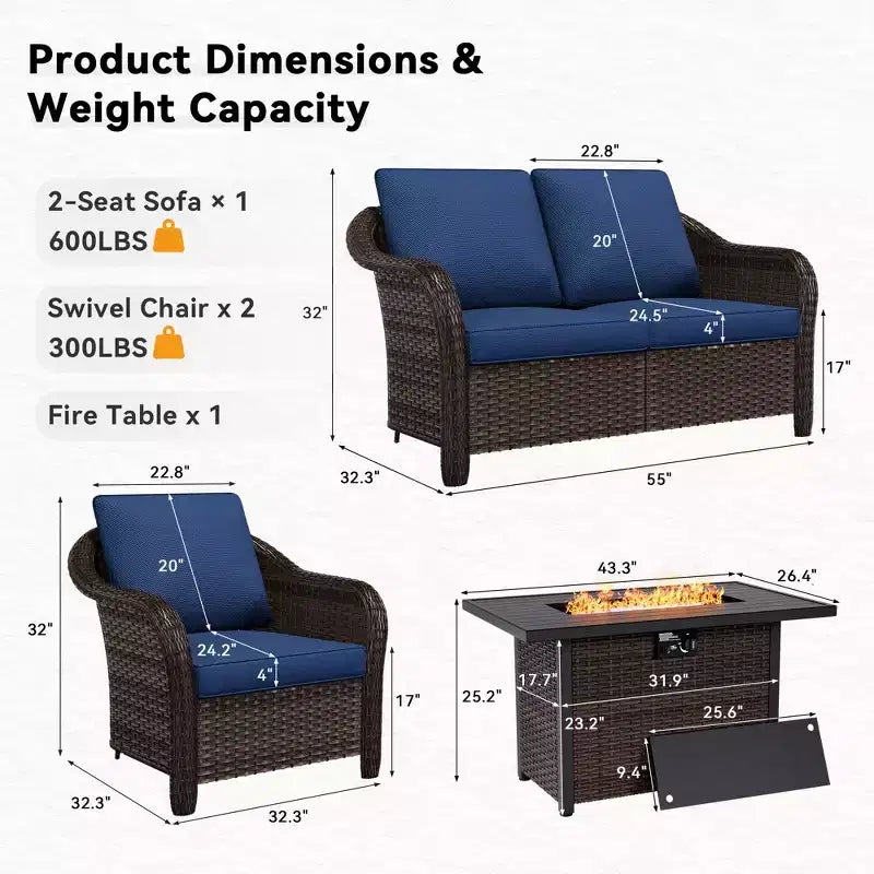 Ensemble de conversation extérieur haut de gamme UPTIOT avec table de cuisson convertible