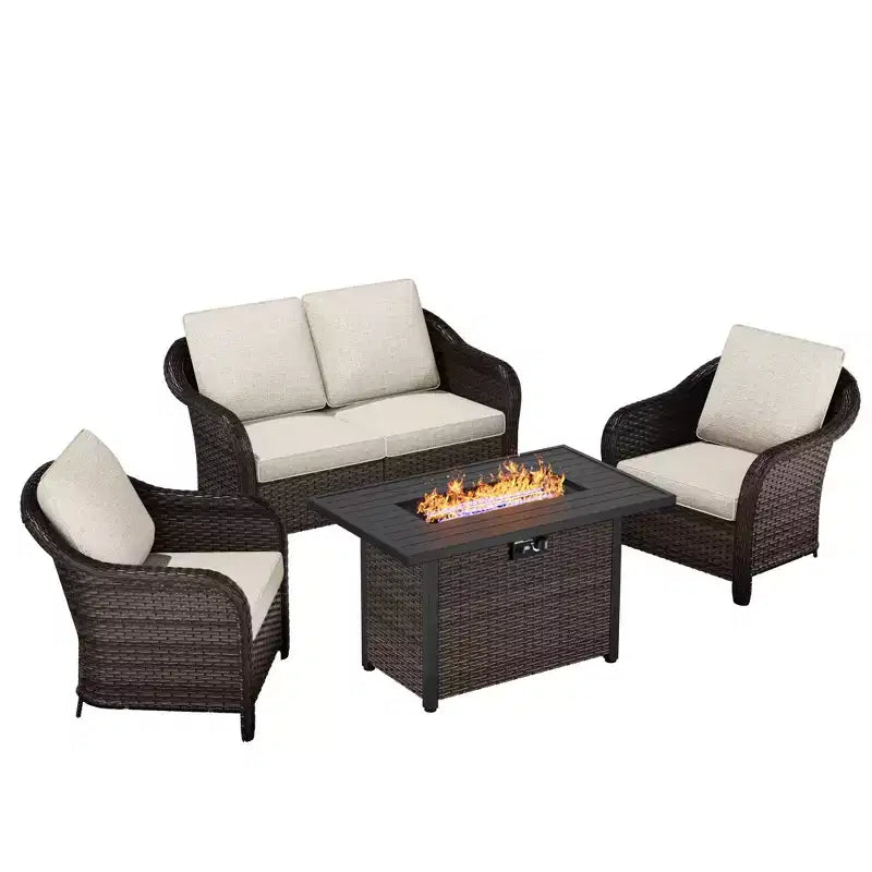 Ensemble de conversation extérieur haut de gamme UPTIOT avec table de cuisson convertible