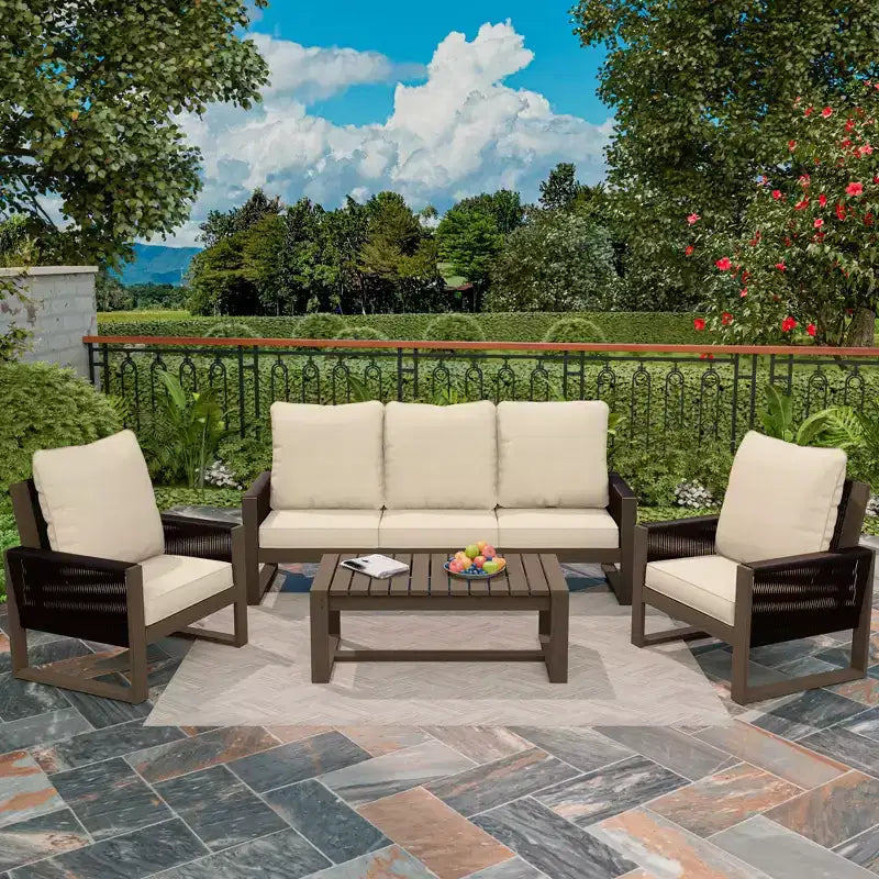 Ensemble de patio extérieur UPTIOT en bois de pruche de qualité supérieure et confort résistant à l'eau