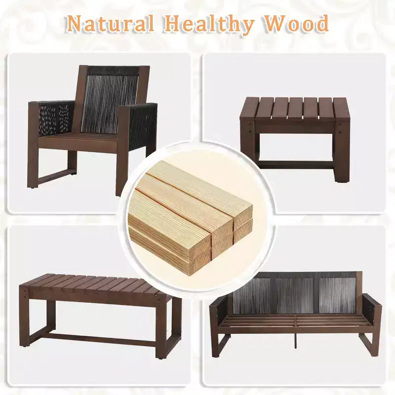 Ensemble de patio extérieur UPTIOT en bois de pruche de qualité supérieure et confort résistant à l'eau