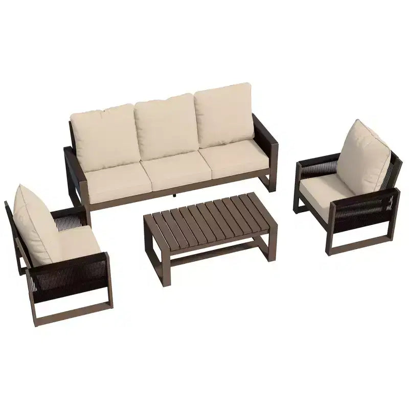 Ensemble de patio extérieur UPTIOT en bois de pruche de qualité supérieure et confort résistant à l'eau