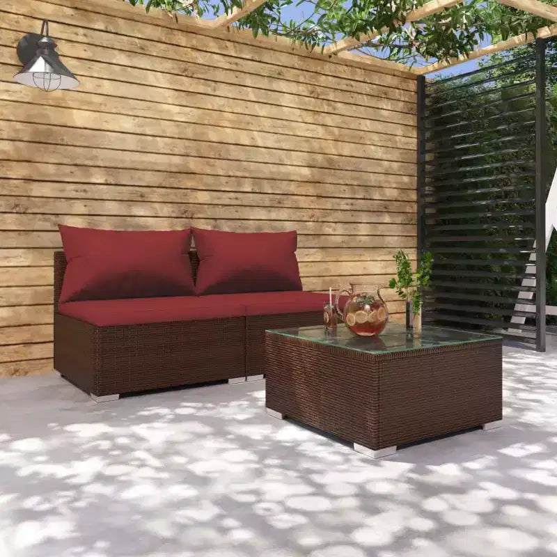 vidaXL Salon de jardin modulaire moyen en résine tressée