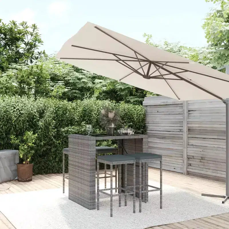 vidaXL Salon de jardin bar avec coussins en résine tressée