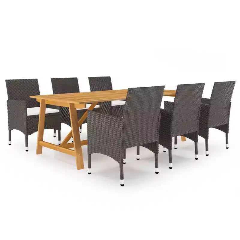 vidaXL Ensemble de salle à manger en bois d'acacia massif Grand ergonomique