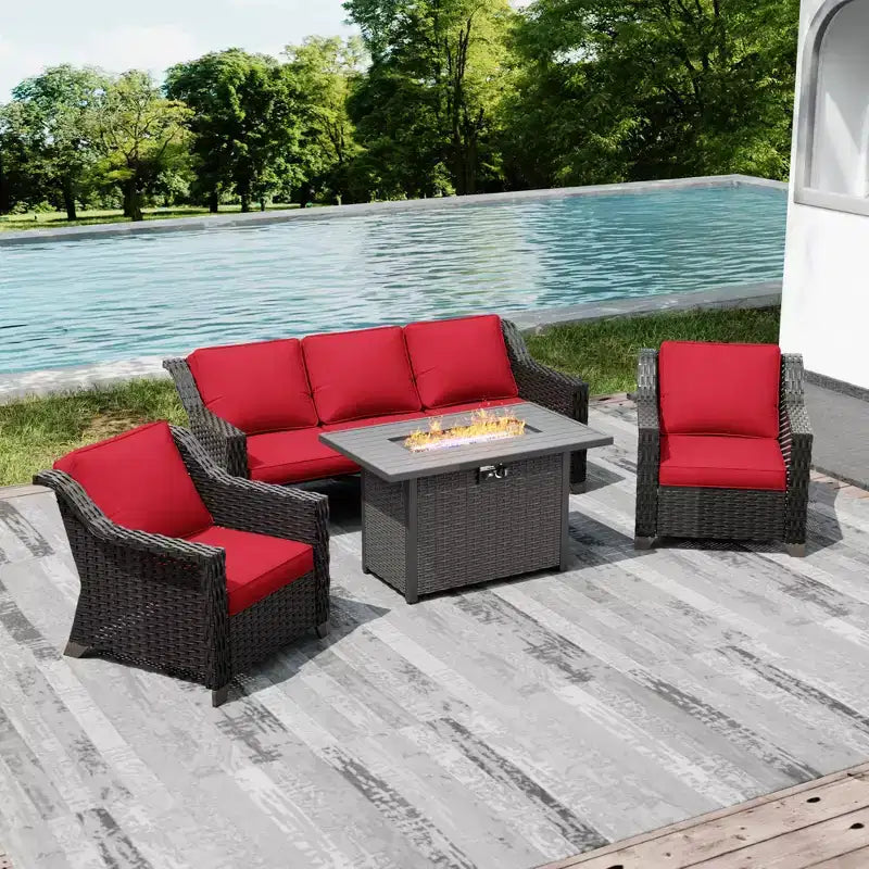 Ensemble de patio extérieur UPTIOT avec table de brasero convertible et sièges