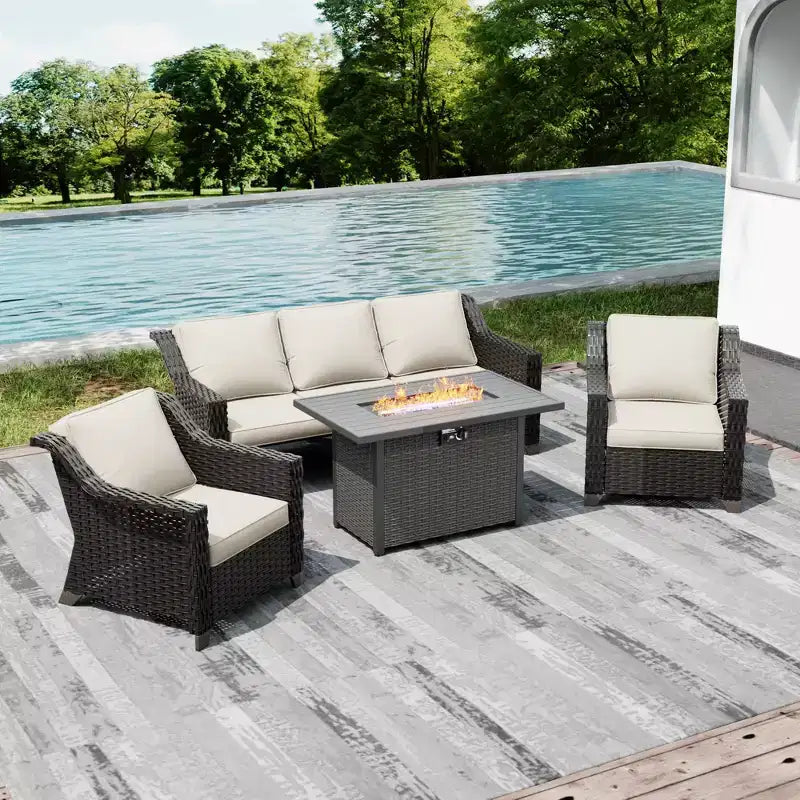 Ensemble de patio extérieur UPTIOT avec table de brasero convertible et sièges
