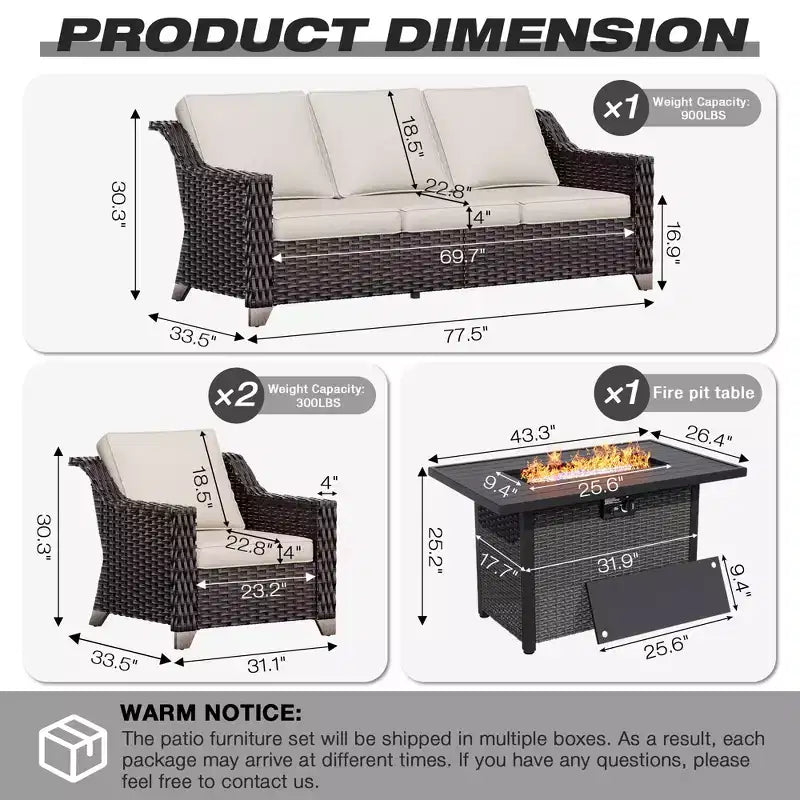 Ensemble de patio extérieur UPTIOT avec table de brasero convertible et sièges