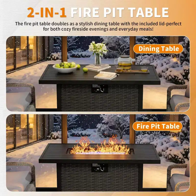 Ensemble de patio extérieur UPTIOT avec table de brasero convertible et sièges