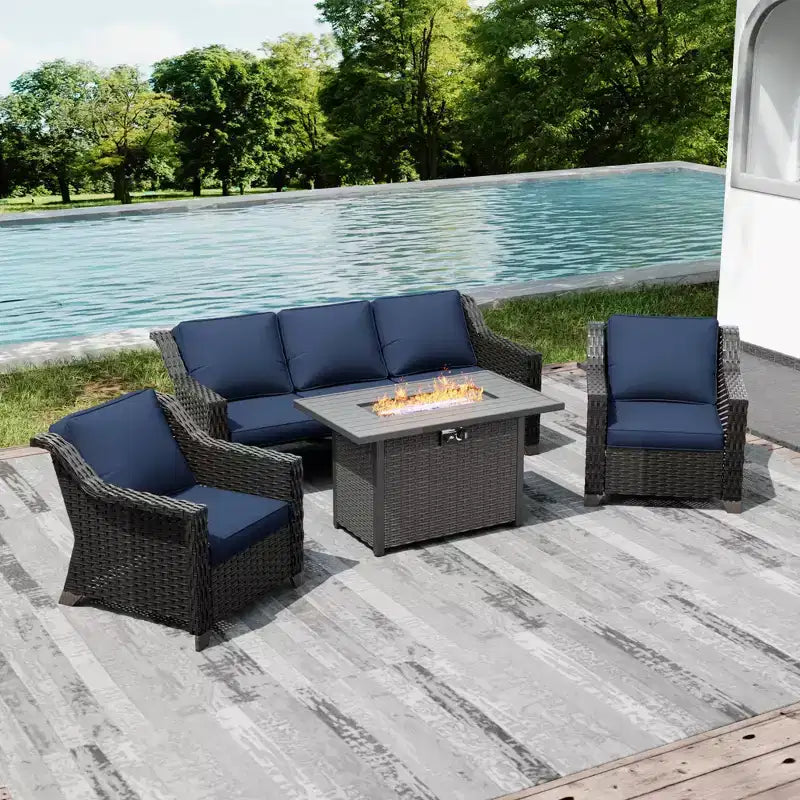 Ensemble de patio extérieur UPTIOT avec table de brasero convertible et sièges