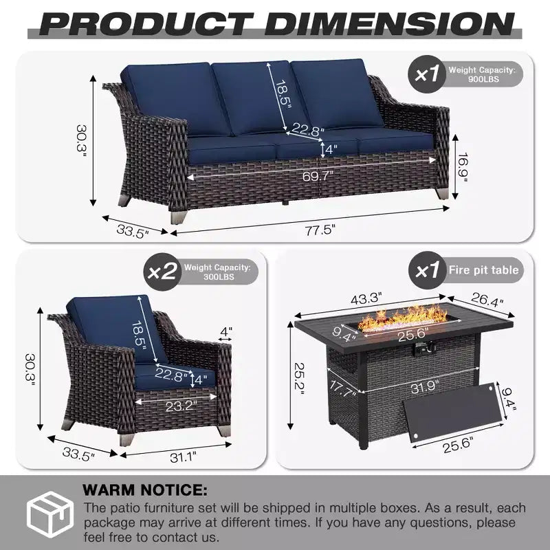 Ensemble de patio extérieur UPTIOT avec table de brasero convertible et sièges