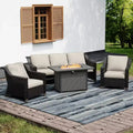 UPTIOT Outdoor Patio Set with Convertible Fire Pit Table and Seating