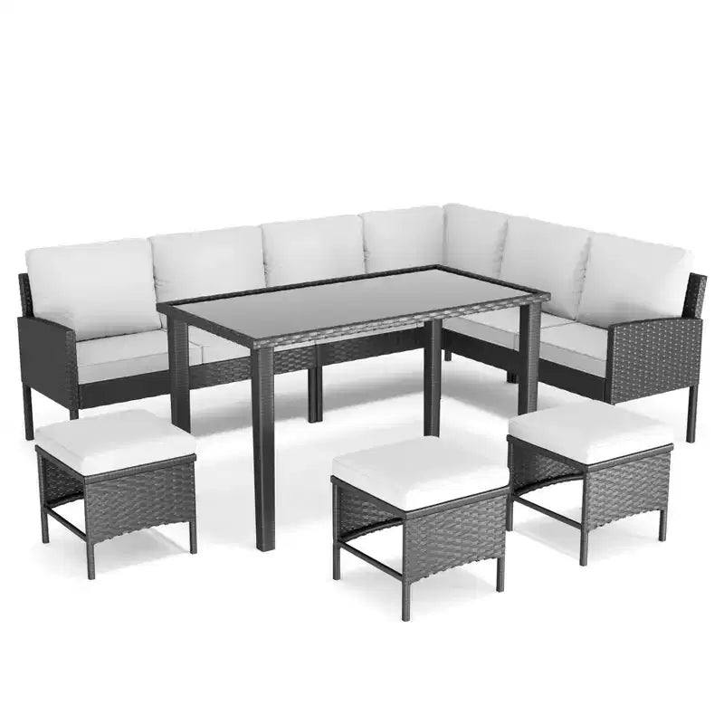 CLIHOME Ensemble de meubles d'extérieur 7 pièces, Salon de jardin, Mobilier de patio pour petits espaces