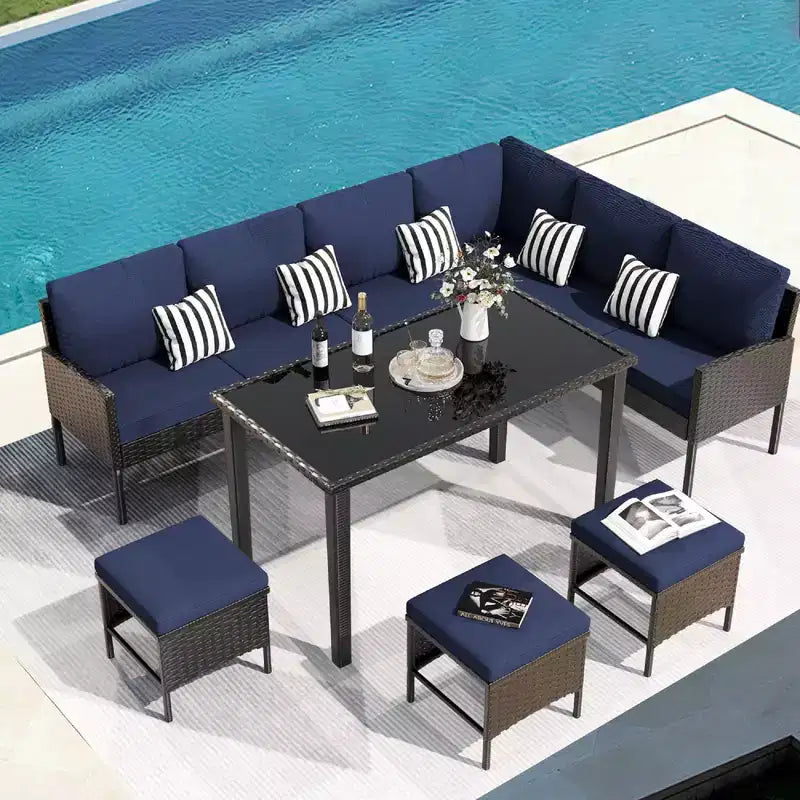 CLIHOME Ensemble de meubles d'extérieur 7 pièces, Salon de jardin, Mobilier de patio pour petits espaces