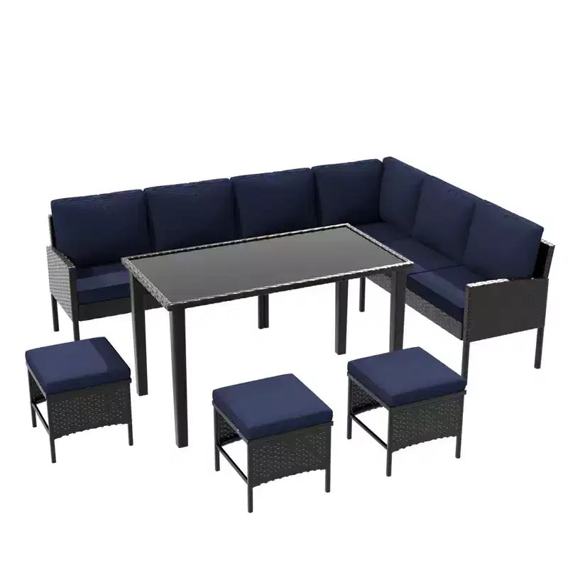 CLIHOME Ensemble de meubles d'extérieur 7 pièces, Salon de jardin, Mobilier de patio pour petits espaces