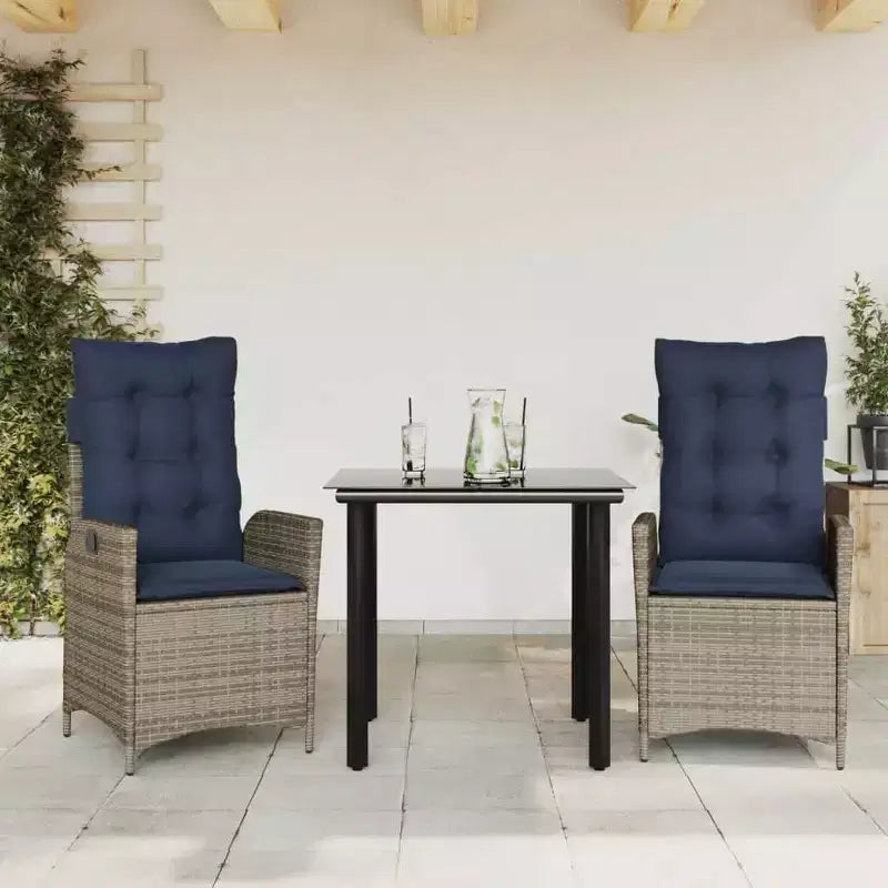 vidaXL Salon de jardin avec coussins en résine tressée