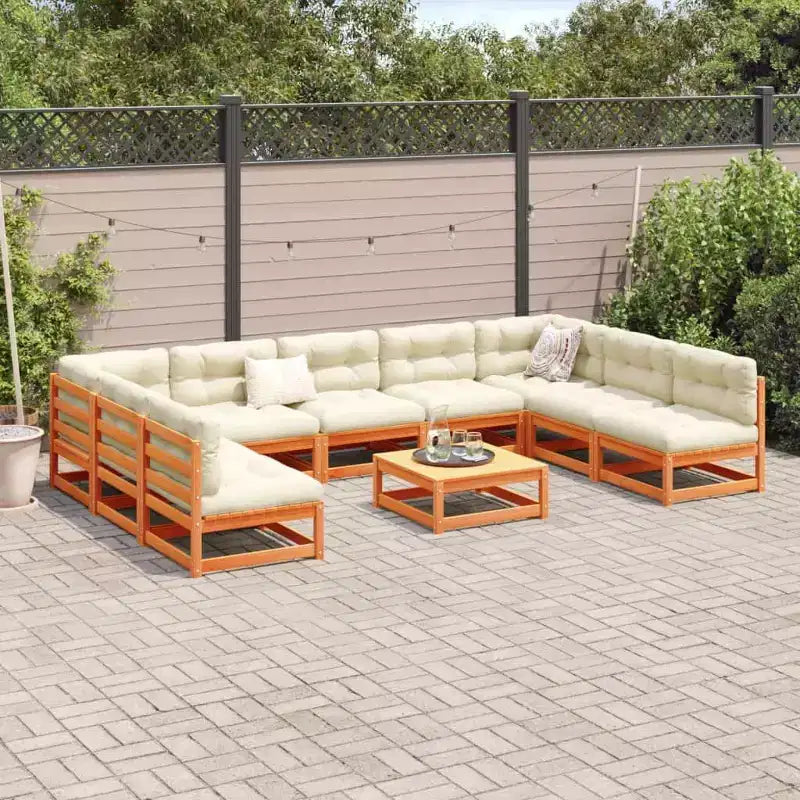 vidaXL Salon de jardin en pin massif naturel, grand canapé modulable