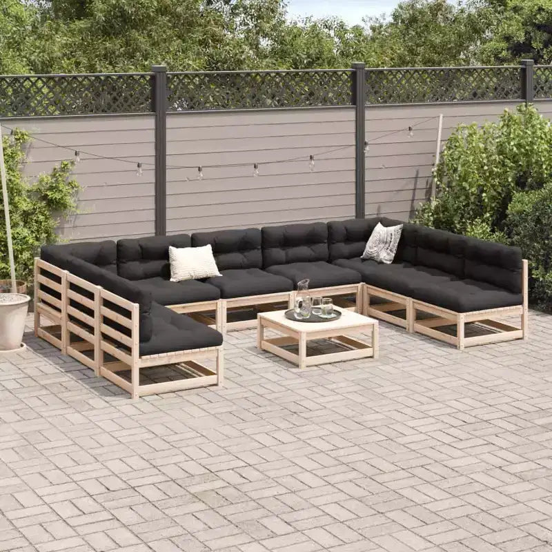vidaXL Salon de jardin en pin massif naturel, grand canapé modulable