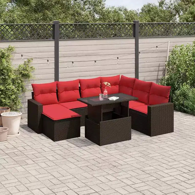 vidaXL Salon de jardin avec coussins et table en rotin synthétique
