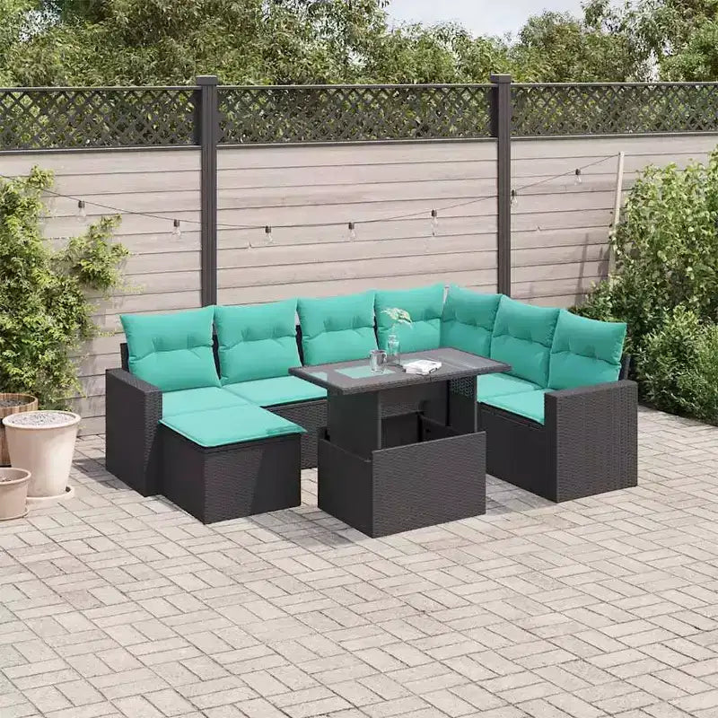 vidaXL Salon de jardin avec coussins et table en rotin synthétique