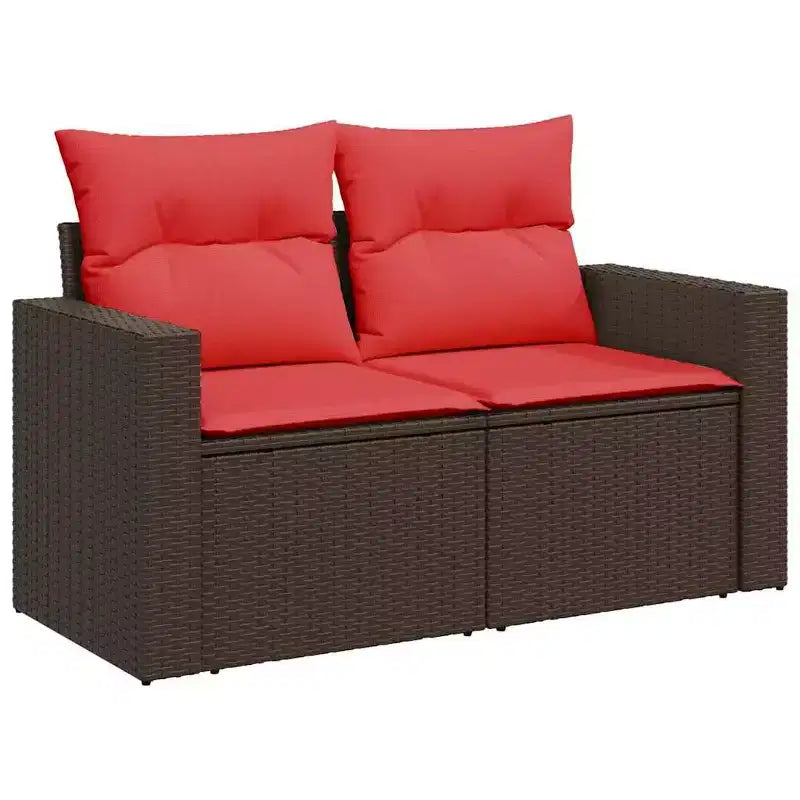vidaXL Salon de jardin avec coussins et table en rotin synthétique