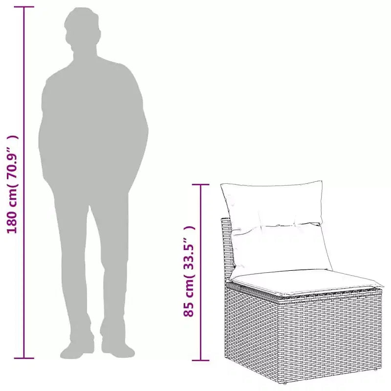 vidaXL Salon de jardin avec coussins et table en rotin synthétique