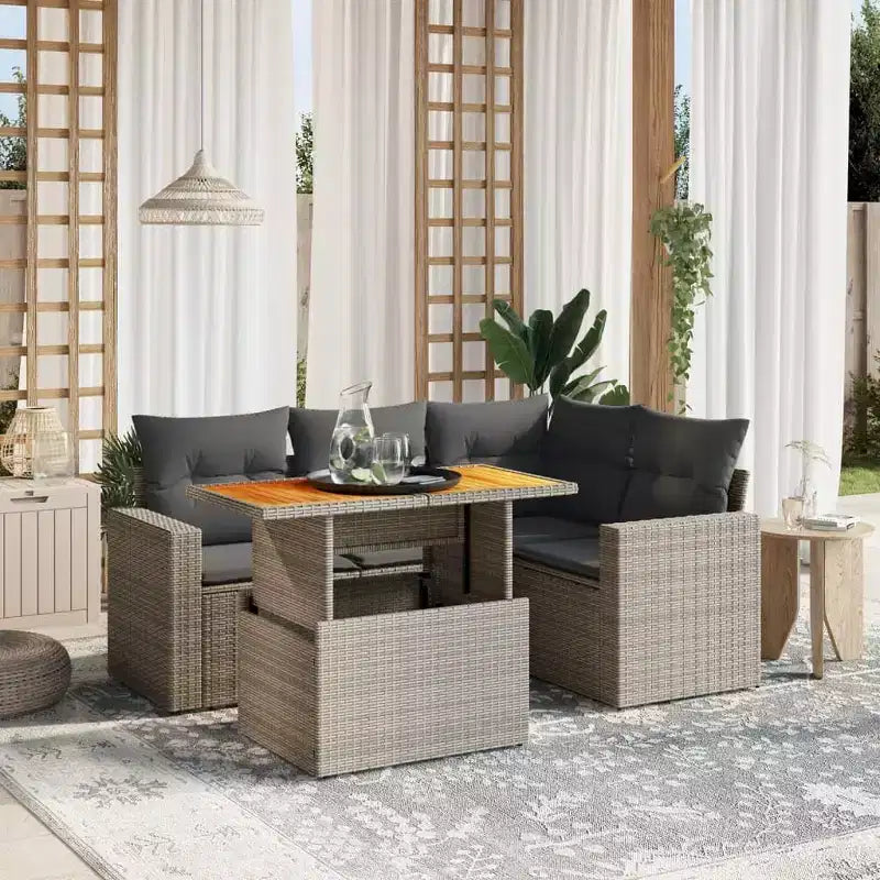 vidaXL Ensemble de canapé d'extérieur modulaire avec rangement, coussins de différentes couleurs