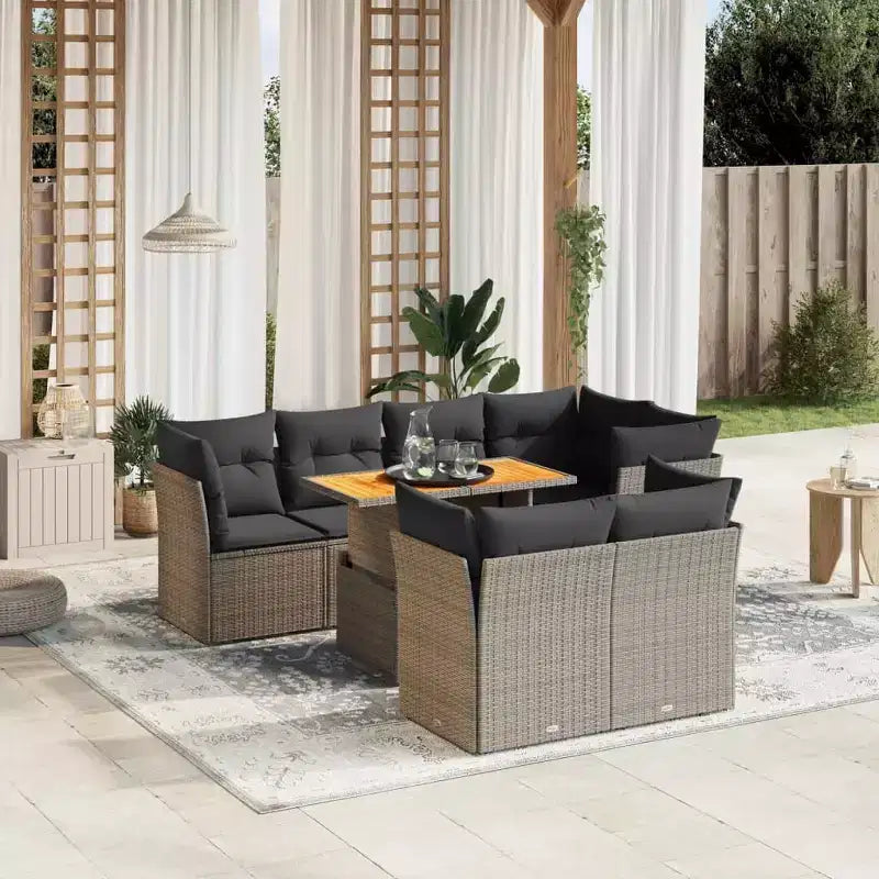 vidaXL Salon de jardin avec coussins - Design moderne en polyrotin
