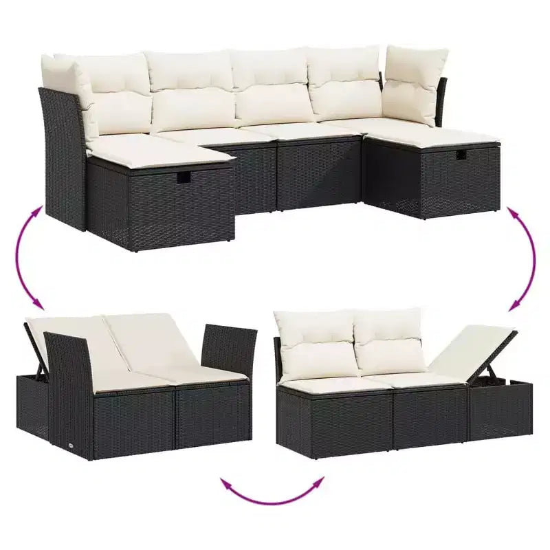 vidaXL Salon de jardin modulable en résine tressée