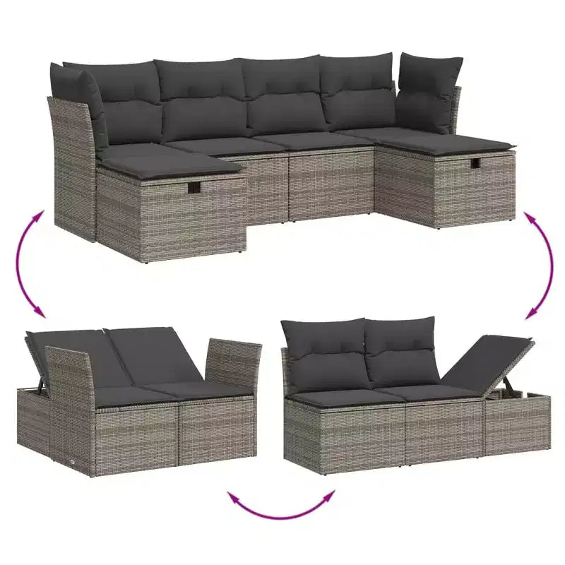 vidaXL Salon de jardin modulable en résine tressée